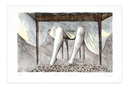 石版画 Topor - Jeux de table (La couturière)