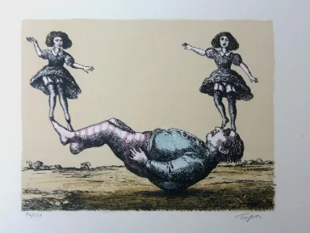 石版画 Topor - La bascule