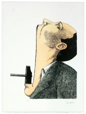 石版画 Topor - Marteau pilon poil au menton