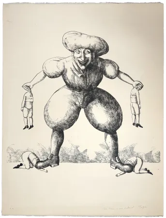石版画 Topor - Panique