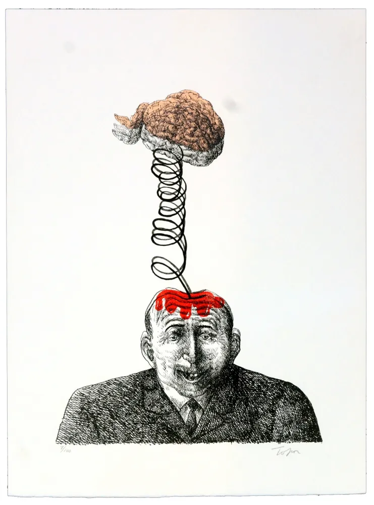 石版画 Topor - Par-dessus la tête