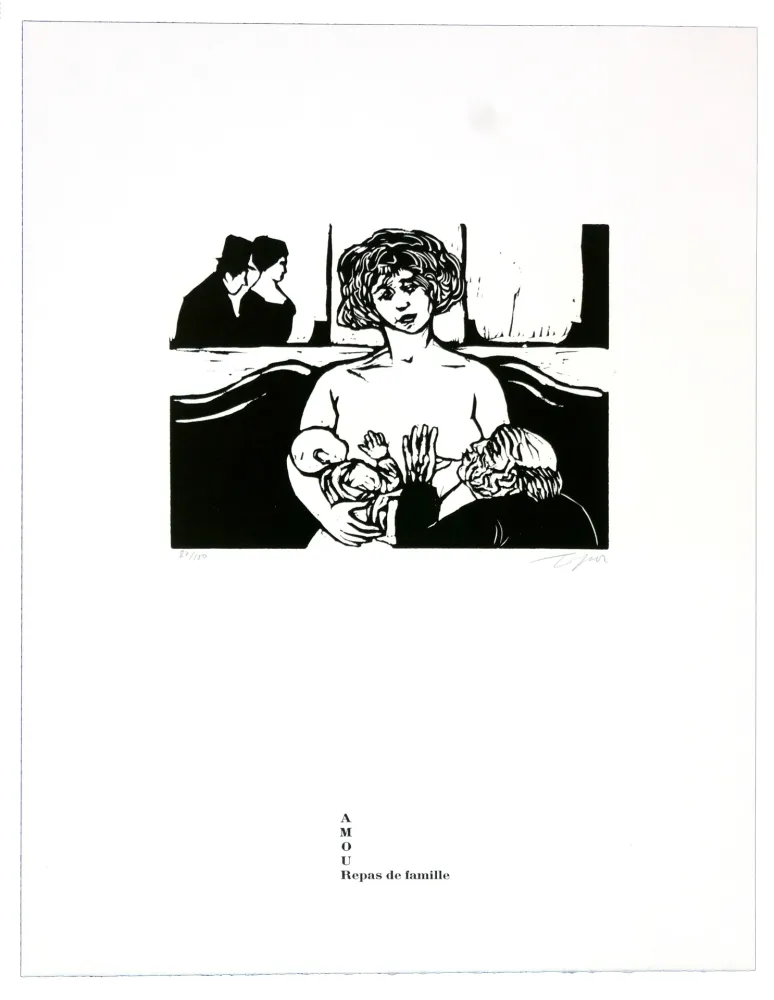 油毡版画 Topor - Repas de famille