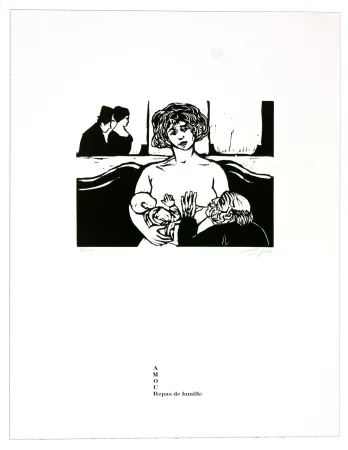 油毡版画 Topor - Repas de famille