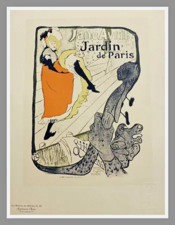 石版画 Toulouse-Lautrec - JANE AVRIL - JARDIN DE PARIS - TOULOUSE LAUTREC