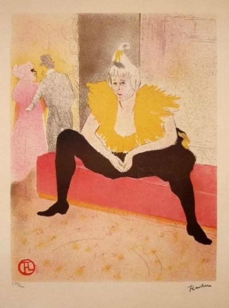 石版画 Toulouse-Lautrec - La Clownesse assise