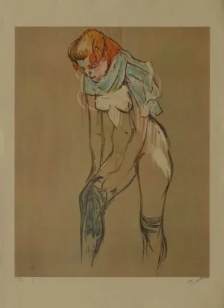 石版画 Toulouse-Lautrec - L'Essayage des bas I