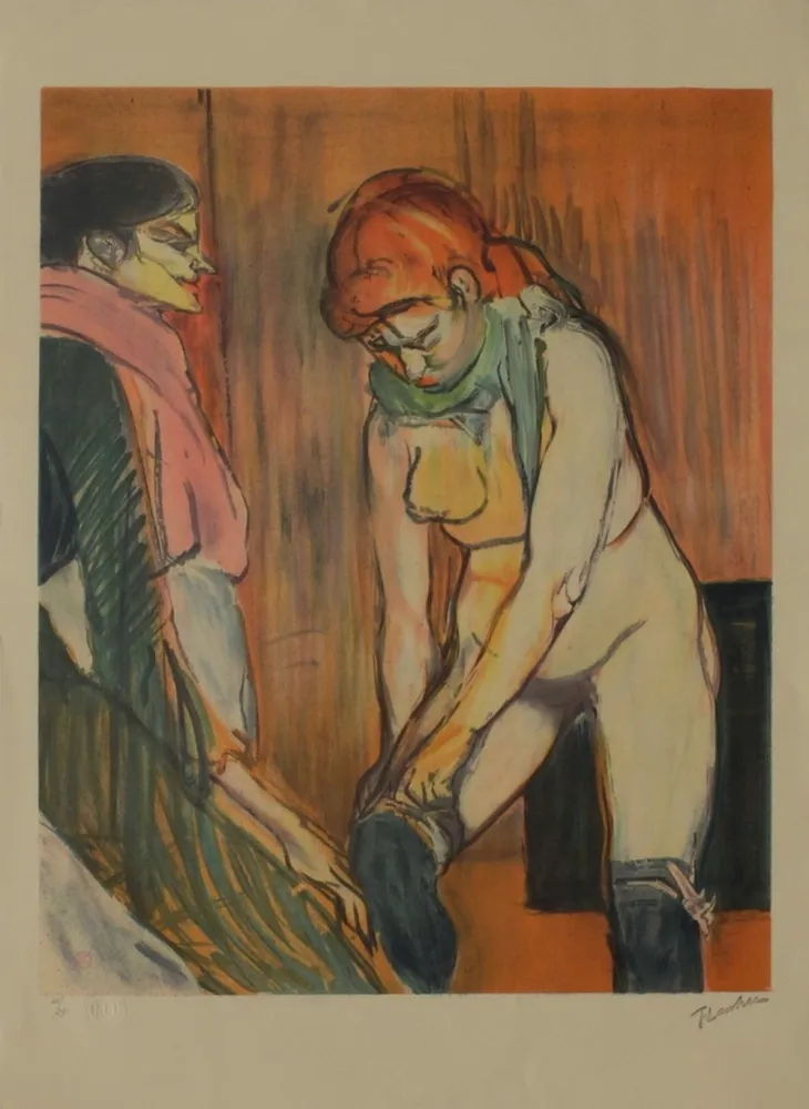 石版画 Toulouse-Lautrec - L'Essayage des bas II