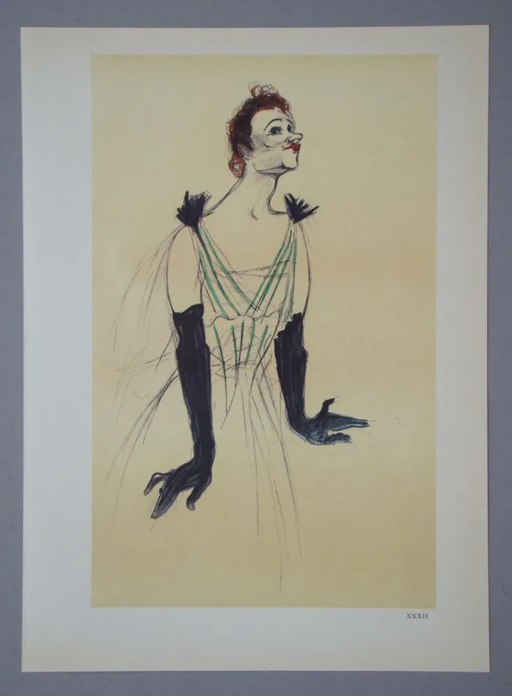 照相凹版 Toulouse-Lautrec - Yvette Guilbert -Maquette d'une affiche