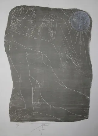 石版画 Trémois - COUPLE ENLACE / INTERTWINED COUPLE - Lithographie Original / Original Lithograph