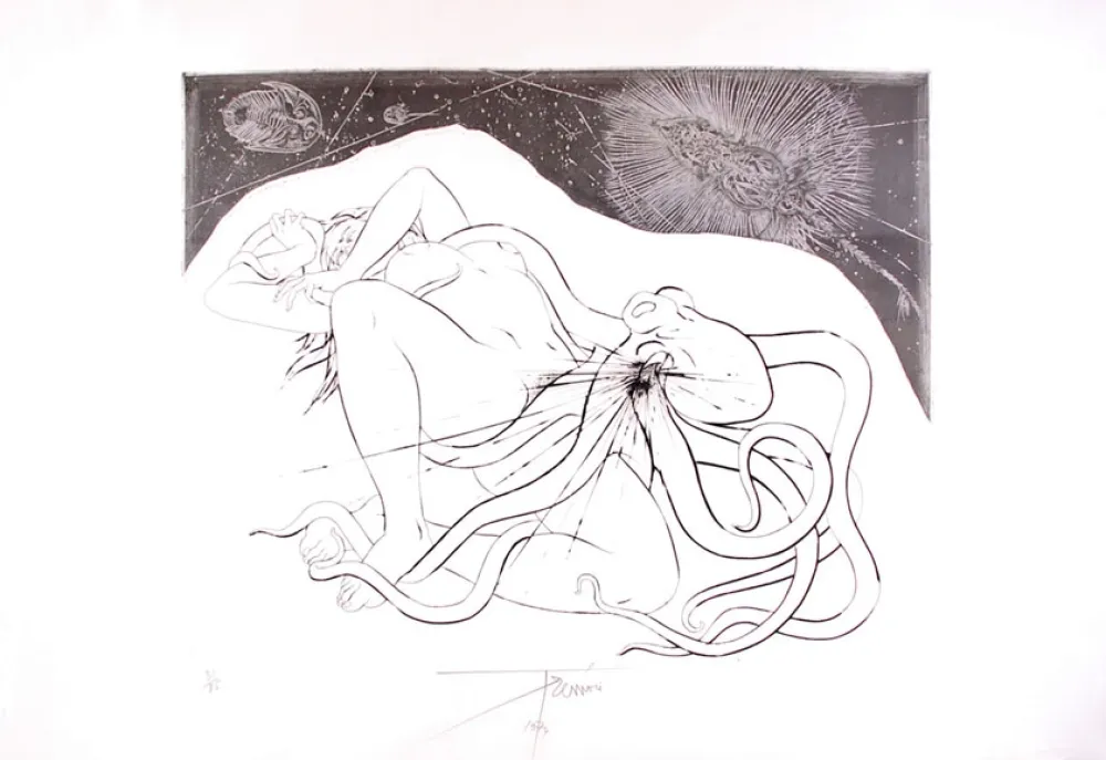 蚀刻版画 Trémois - Hommage à Hokusai