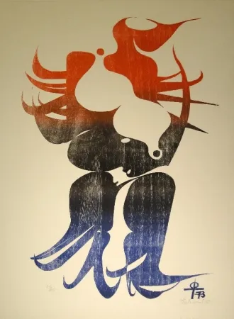 石版画 Tschumi - Federfrau