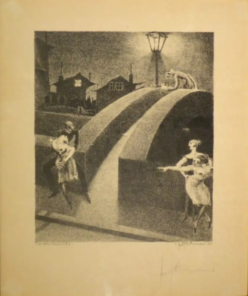 石版画 Tschumi - Vorstadtnacht