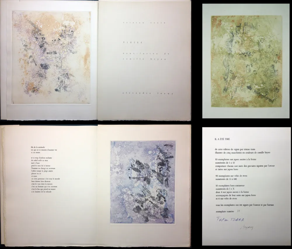 插图书 Tzara - VIGIES. 5 eaux-fortes de Camille Bryen (1962).