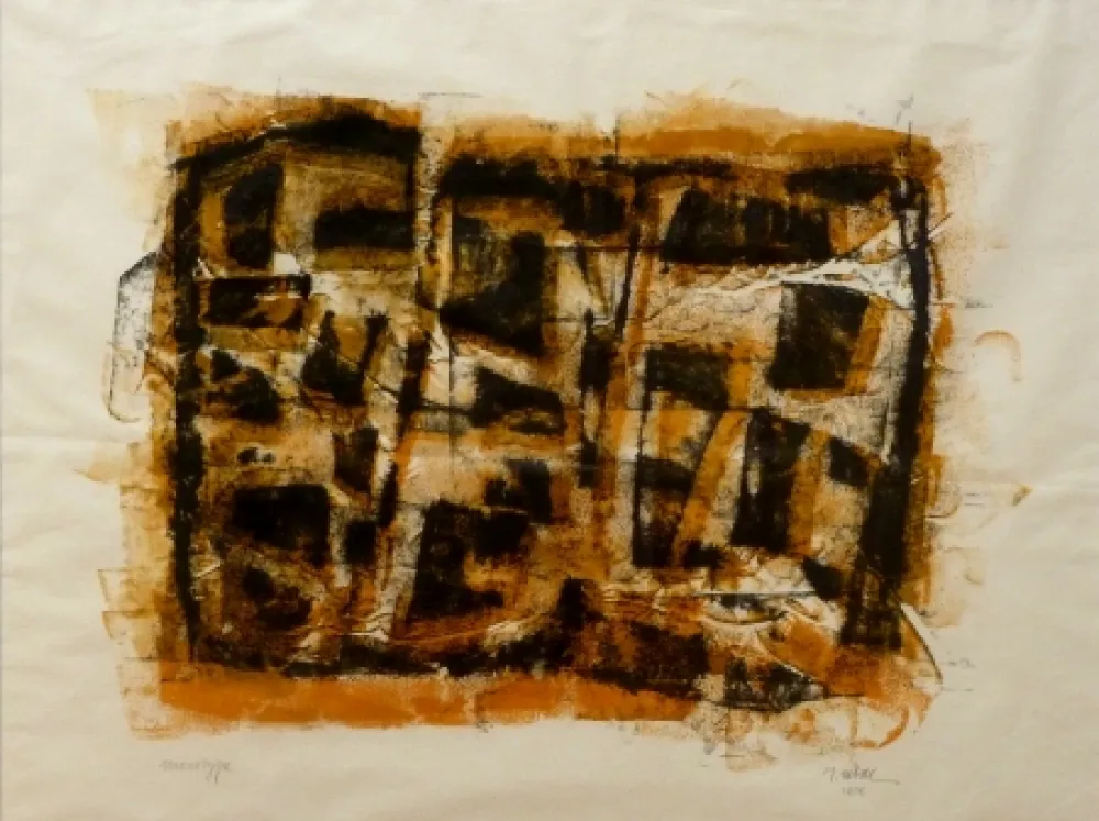 单版画 Ubac - Slate print with gouache