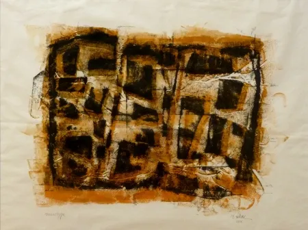 单版画 Ubac - Slate print with gouache