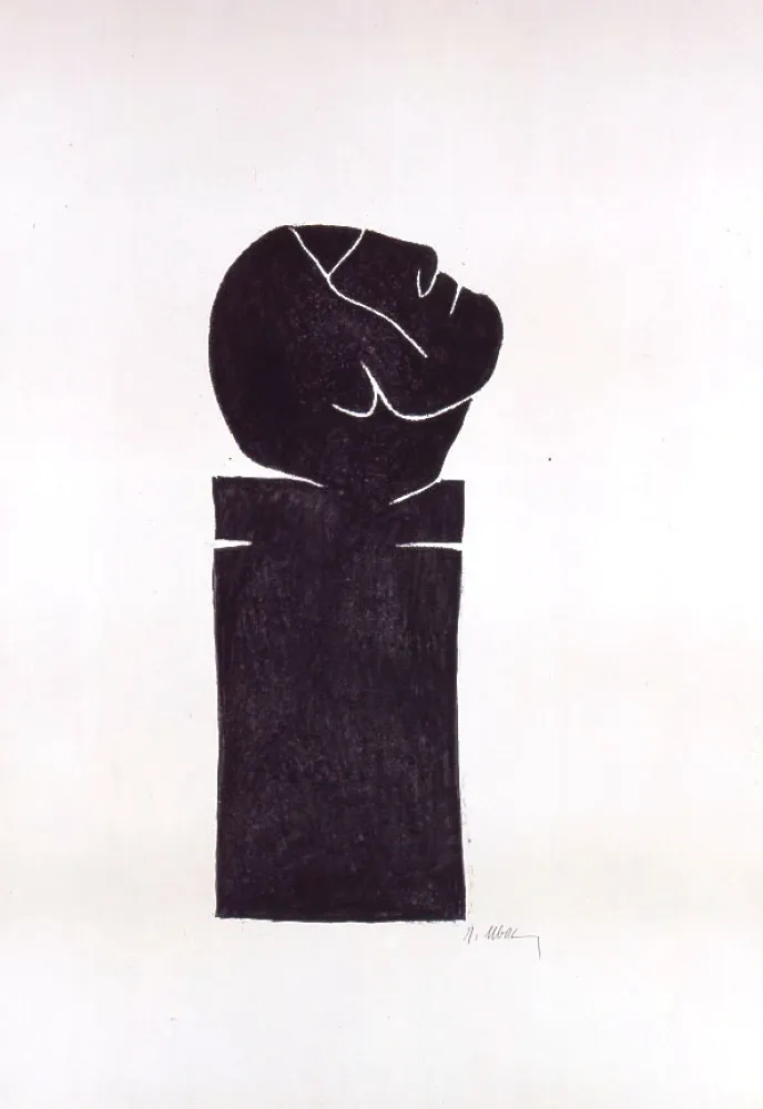 石版画 Ubac - Stèle tête levée