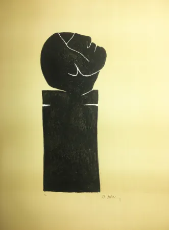 石版画 Ubac - STÈLE TÊTE LEVÉE . Lithograpie originale signée au crayon (1982).