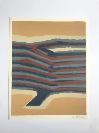 石版画 Ubac - Voies ferrées (la Terre V)