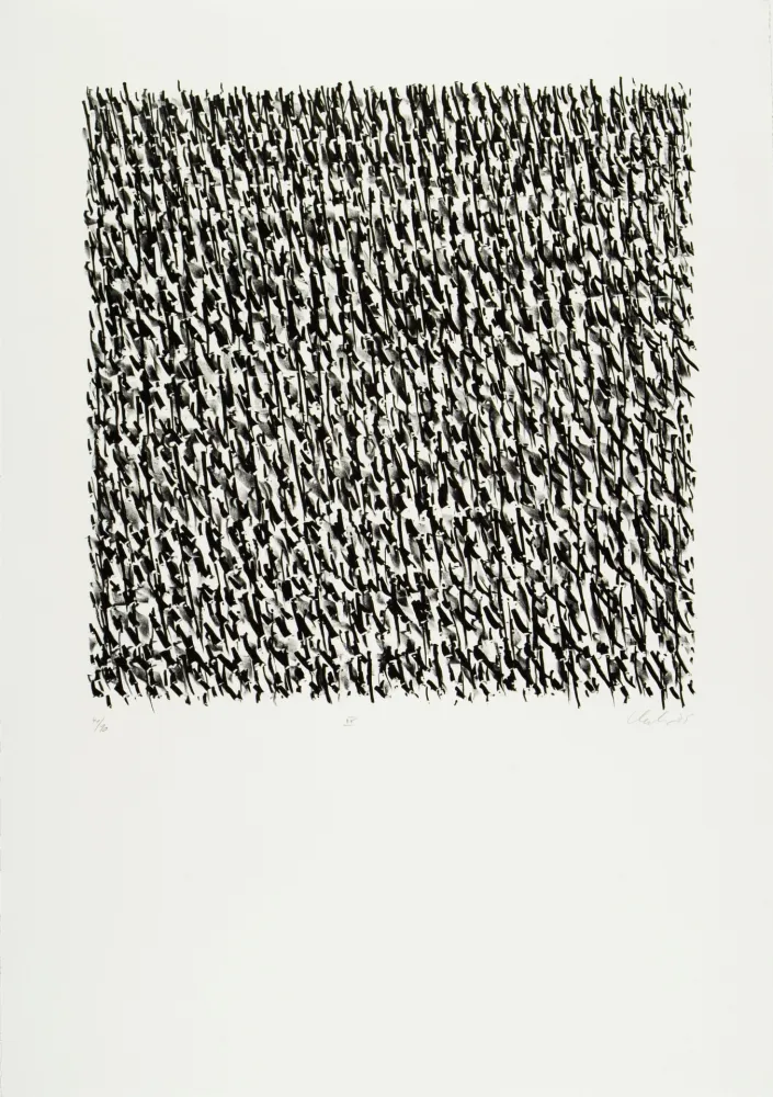 石版画 Uecker - Manuelle Struktuur. No IX