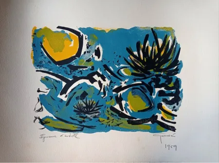 石版画 Unknown - Antonio Guansé - Water Lilies, 1959, Hand-Signed  Lithograph