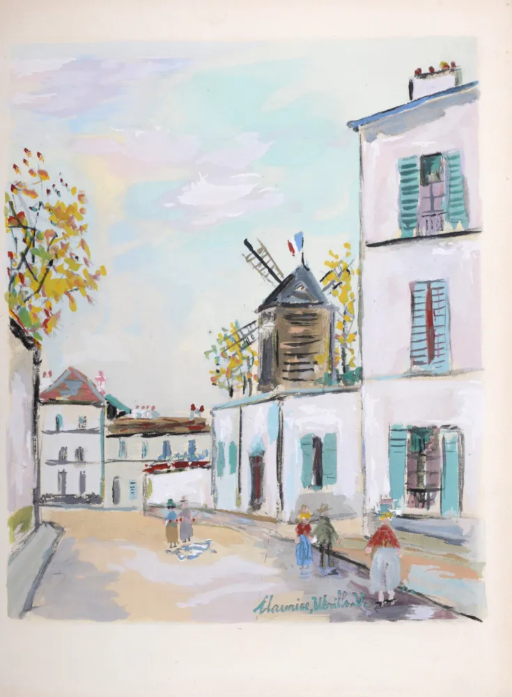 镂版印刷 Utrillo - La petite rue de Montmartre, 1950