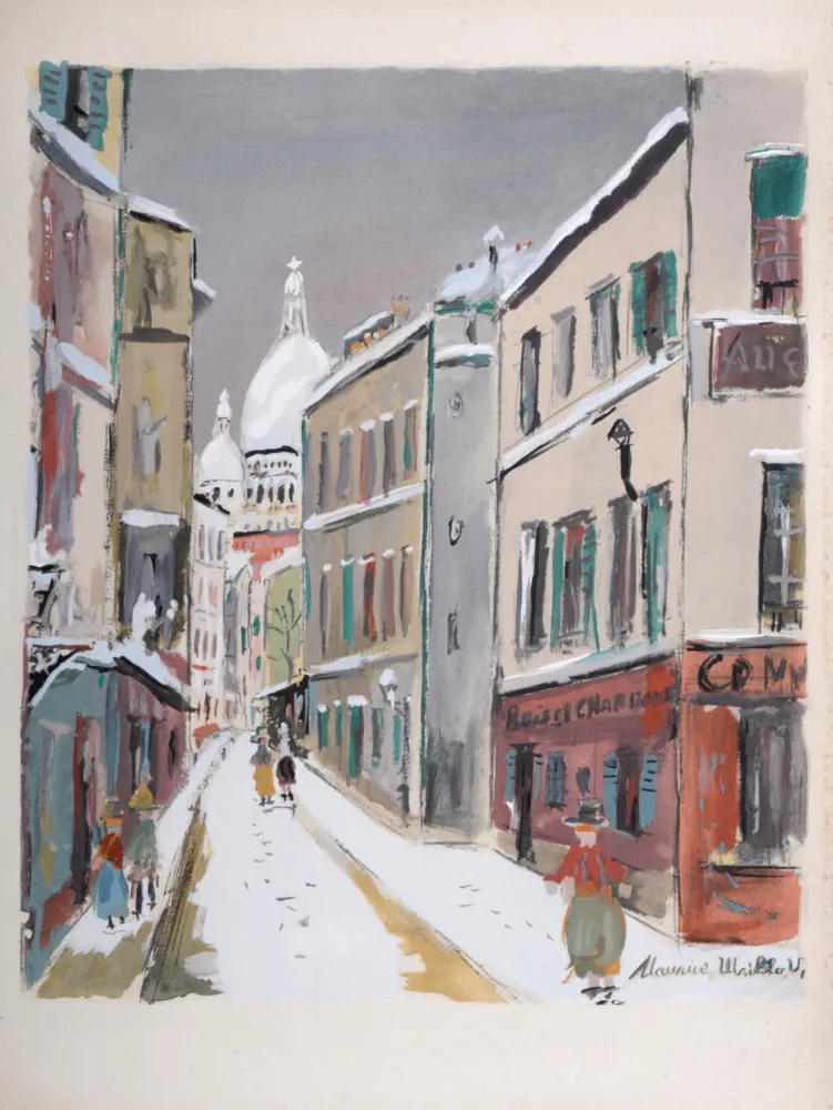 镂版印刷 Utrillo - La Rue Saint-Rustique, Montmartre, 1950