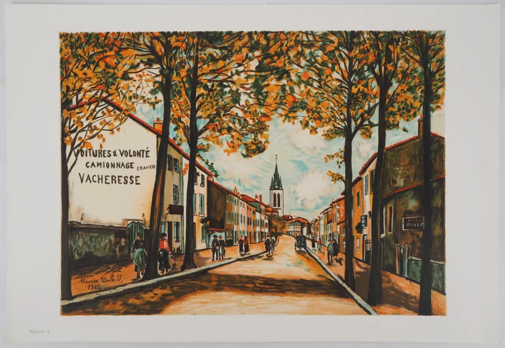 石版画 Utrillo - La Vacheresse, route National à Anse (Rhône)