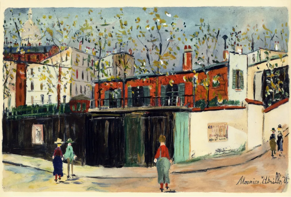 镂版印刷 Utrillo - MONTMARTRE (1935-38) de l'album : Douze Contemporains par J. Lassaigne (1959)