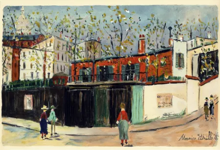 镂版印刷 Utrillo - MONTMARTRE (1935-38) de l'album : Douze Contemporains par J. Lassaigne (1959)