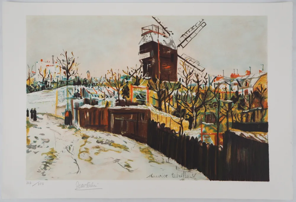 石版画 Utrillo - Moulin de la Galette à Montmartre
