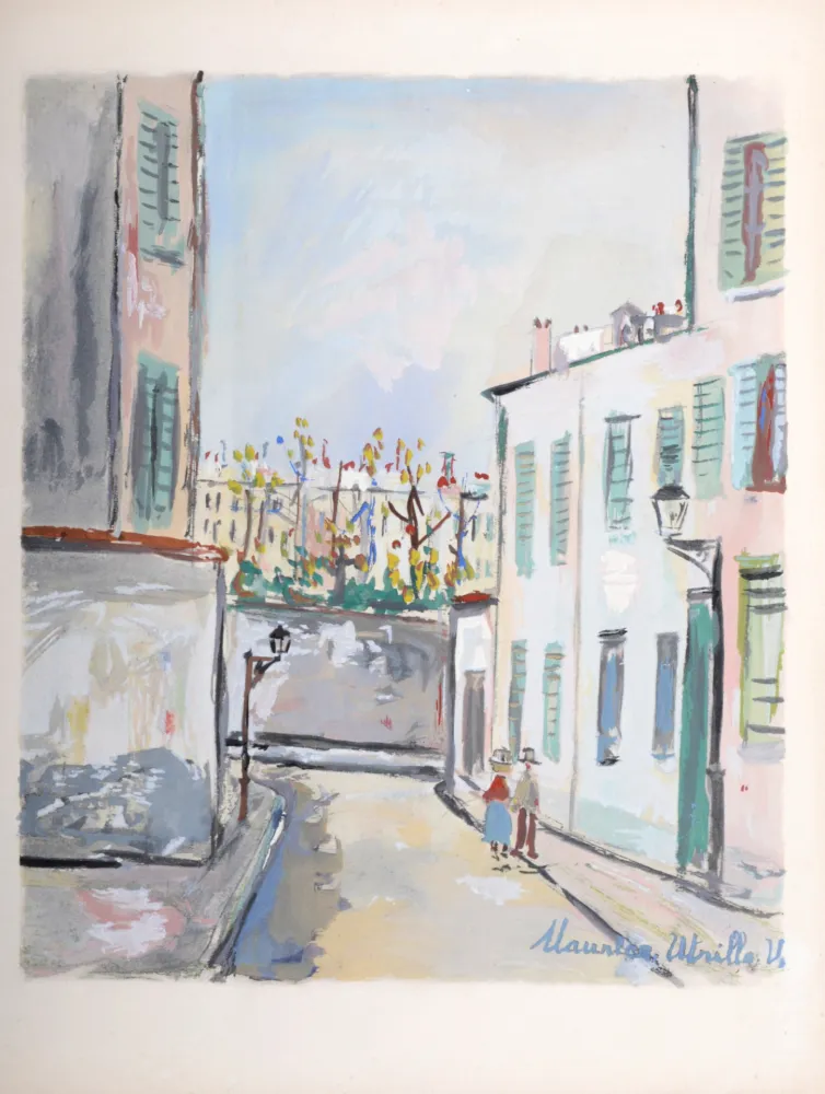 镂版印刷 Utrillo - Rue Cortot à Montmartre, 1950