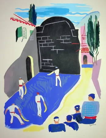 石版画 Uzelac - La pelote Basque