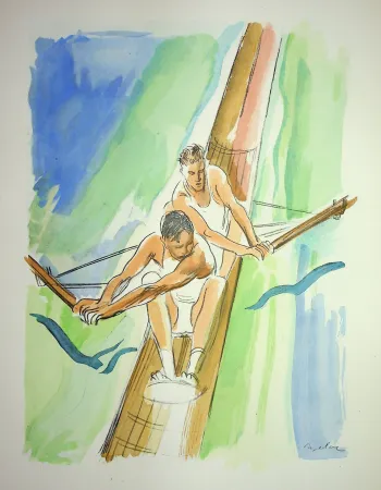 石版画 Uzelac - L'aviron