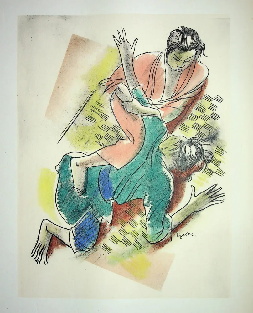 石版画 Uzelac - Les Arts Martiaux : Jiu-Jitsu