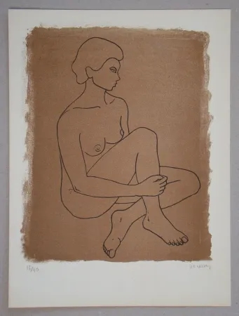 石版画 Vacossin - Femme nue assise