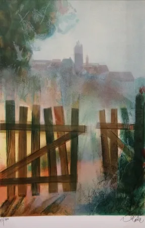 石版画 Valadie - Brume sur Felletin - Limousin