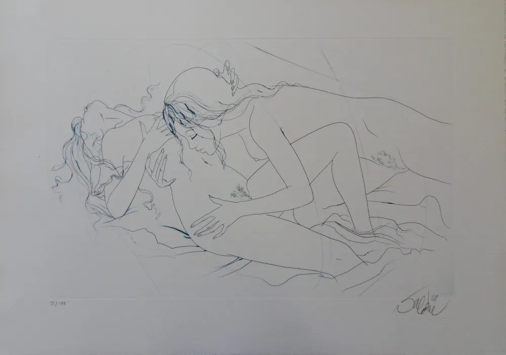 版画 Valadie - Etreinte saphique