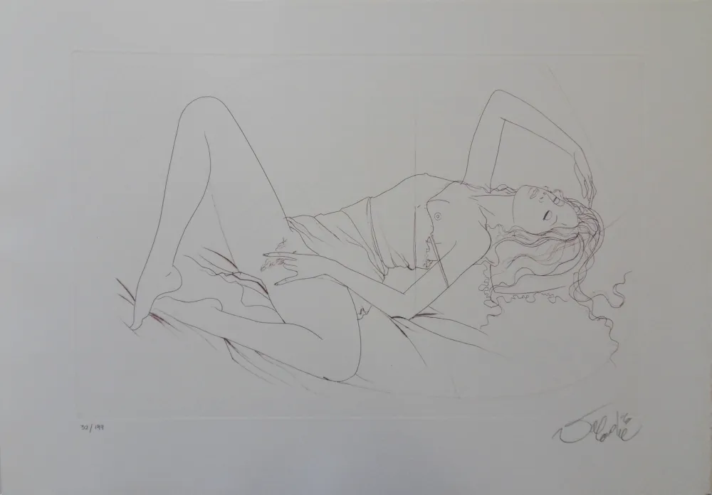 版画 Valadie - Langoureuse sieste