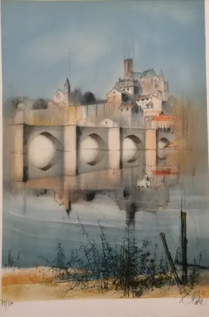 石版画 Valadie - Le Pont de Limoges