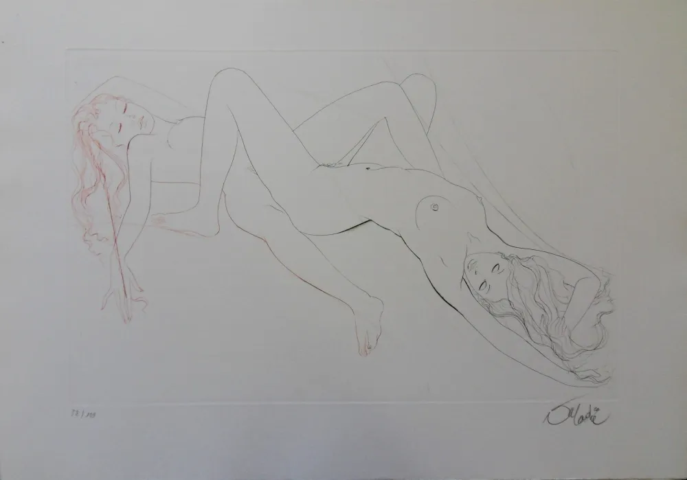 版画 Valadie - Les amantes, plaisir partagé