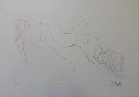 版画 Valadie - Les amantes, plaisir partagé