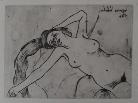 版画 Valadon - Ketty s'étirant