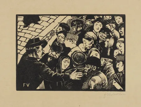 木刻 Vallotton - La Foule à Paris 