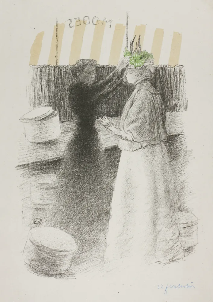 石版画 Vallotton - Le Chapeau vert (The green hat)