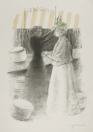 石版画 Vallotton - Le Chapeau vert (The green hat)