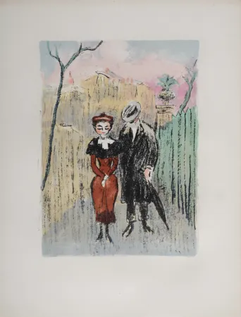 石版画 Van Dongen - Au Beau Temps de la Butte : Les Amoureux, 1949