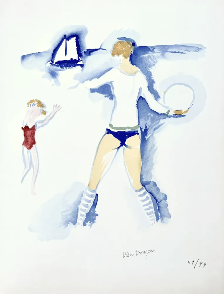 石版画 Van Dongen -  Femme sur la Plage	