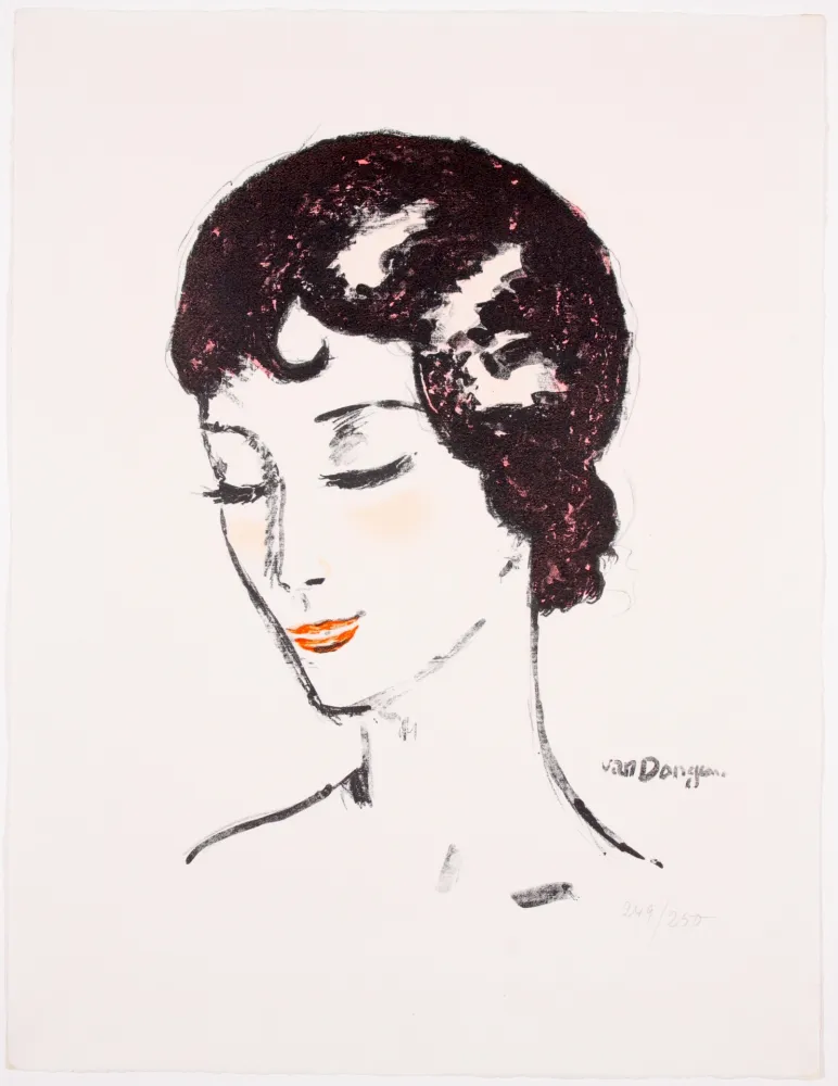 石版画 Van Dongen - Girl with lowered eyes