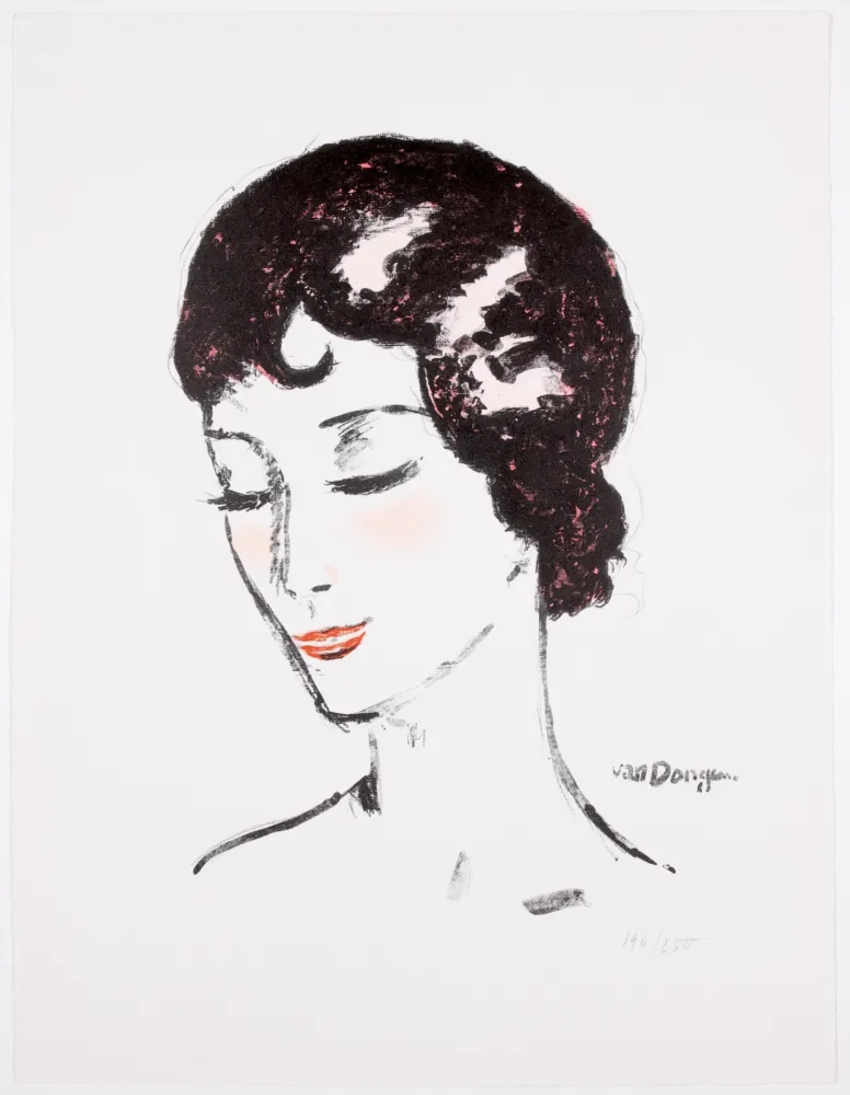 石版画 Van Dongen - Girl with lowered eyes