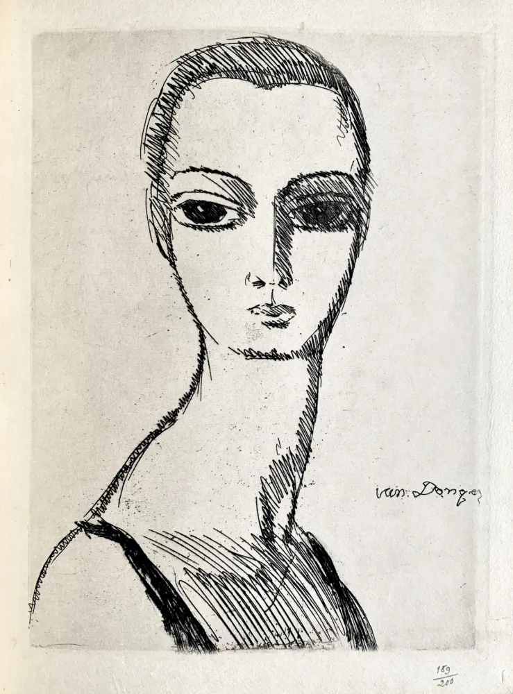 版画 Van Dongen - Girl with swans neck
